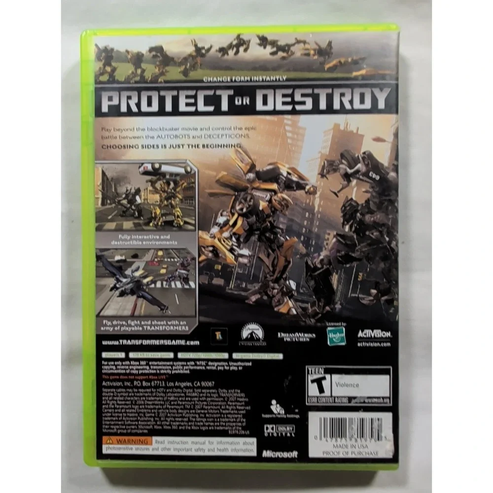 Transformers The Game (Microsoft Xbox 360) CIB - Tested Clean